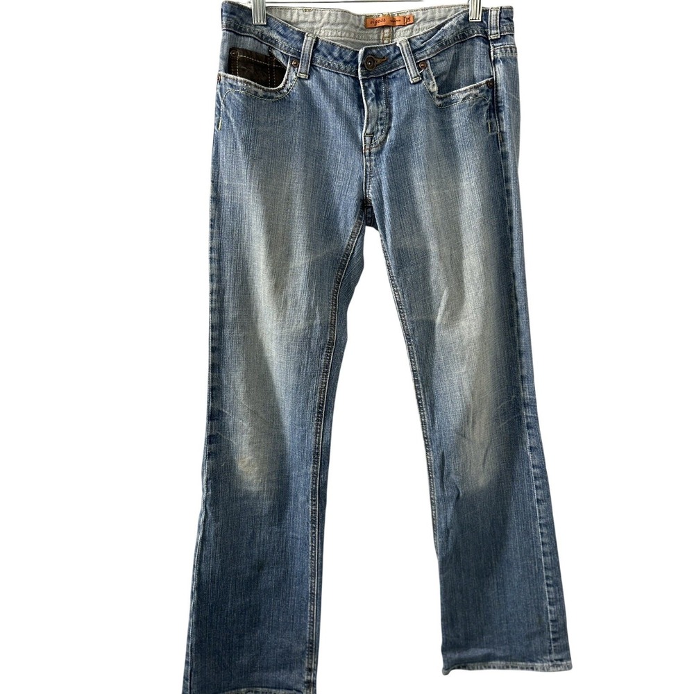 Vigoss Faux Leather Embroidered Bootcut Jeans 30 Blue‎ Western Boho Y2K Cowgirl
